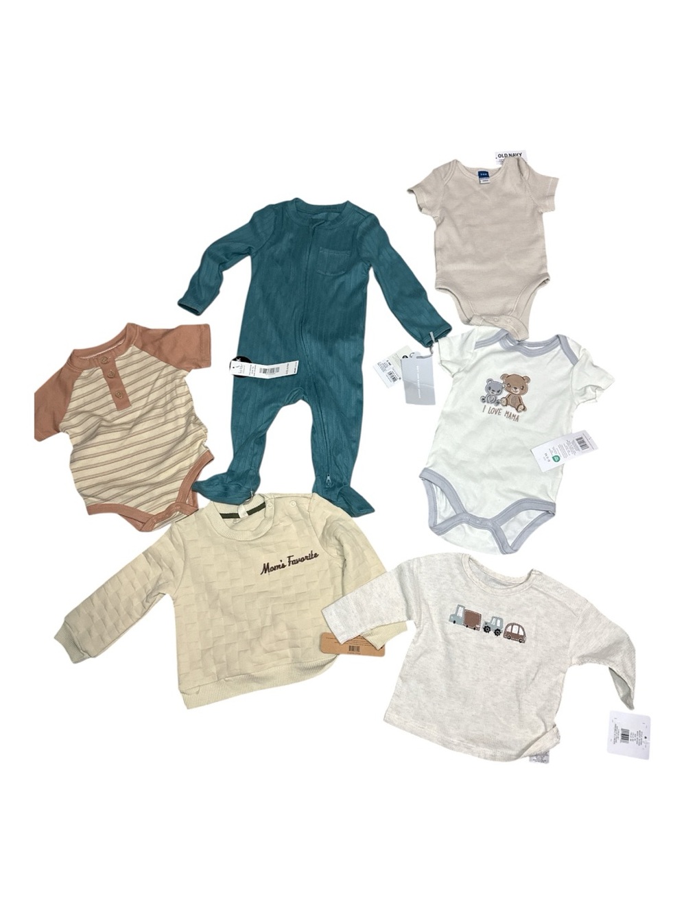 NEW! Baby Boy Clothing Bundle Mixed LOT OF 6 Size 6-9M- One Pieces Tops